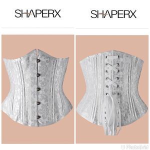 NWT SHAPERX Satin Jacquard 26 Double Steel Boned Waist Trainer Corset Renaissan…
